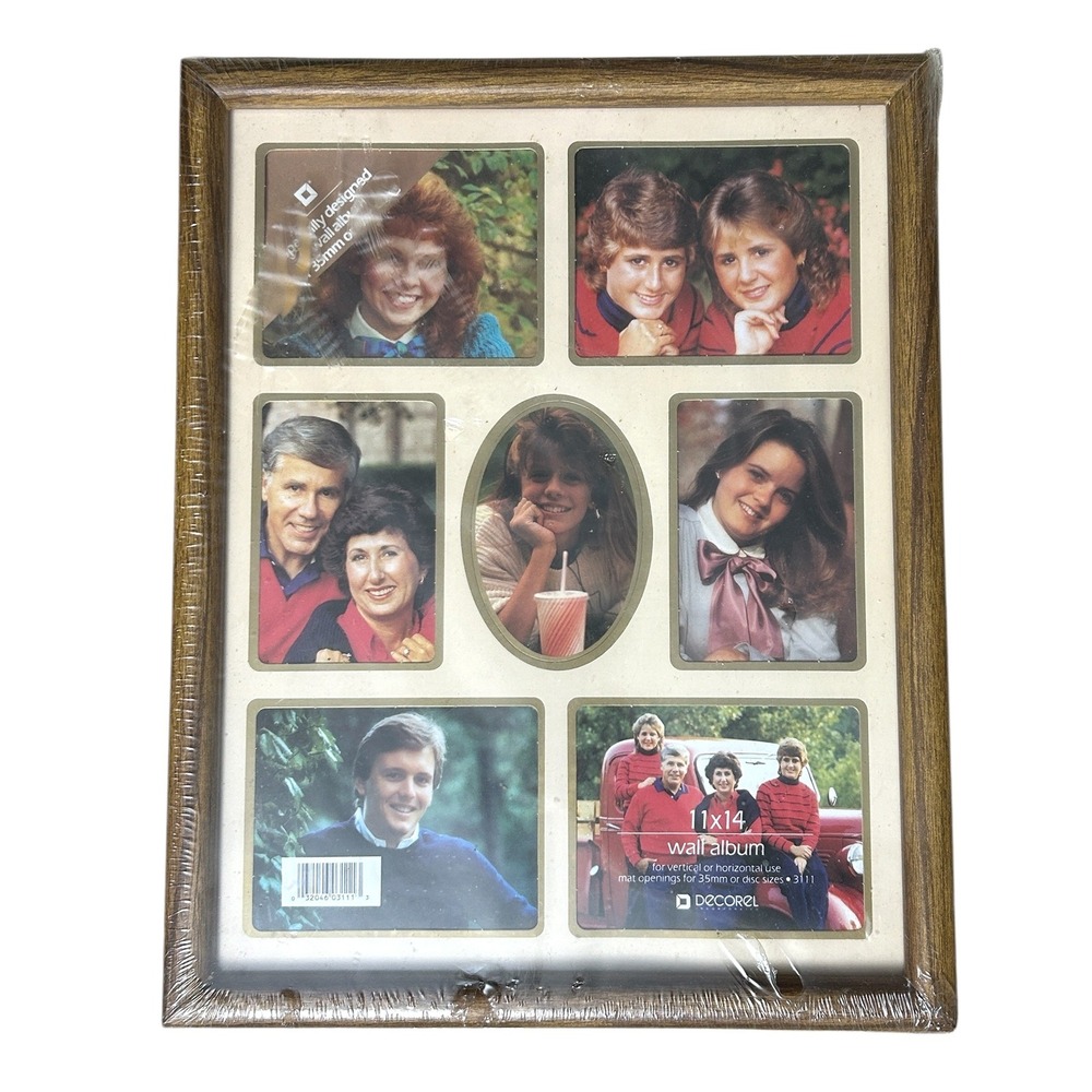 Decorel 11x14 Wall Album Picture Frame 7 Opening Wood Grain Vintage 3111 NEW